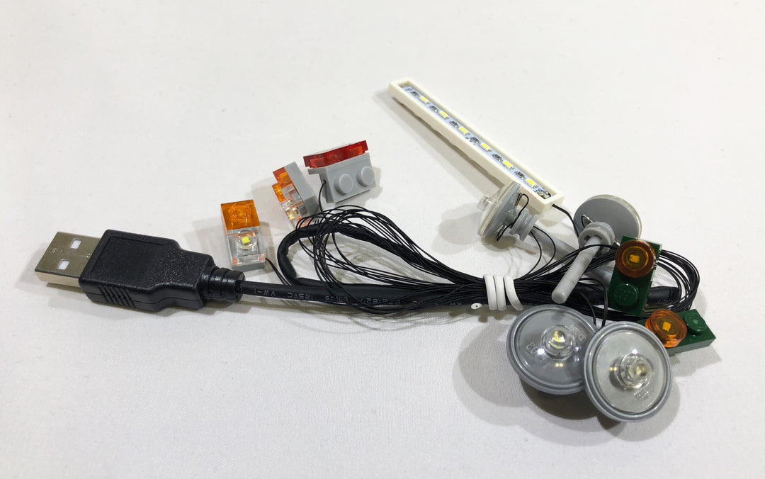 LED Light string, powered through USB, created by Brick Loot for the LEGO Mini Cooper set 10242.