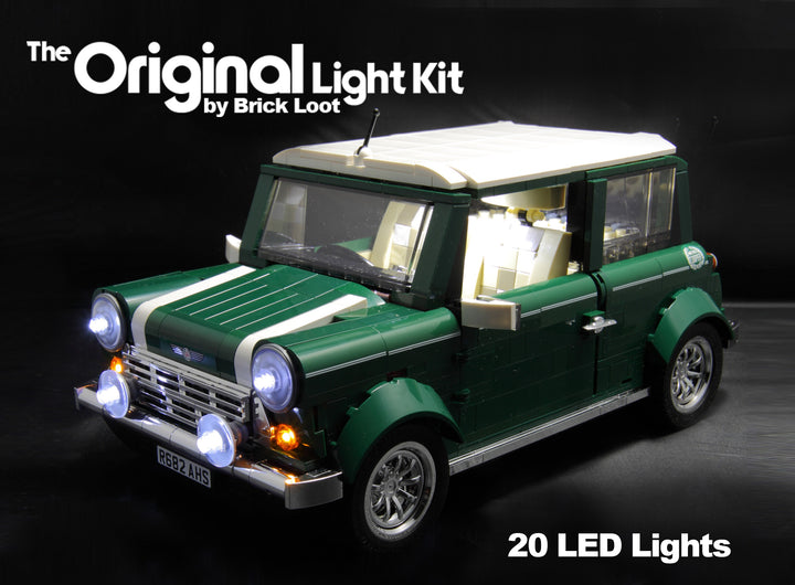 Brick Loot custom LED light kit for the LEGO Mini Cooper set 10242.