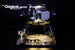 Side view of the LEGO NASA Apollo 11 Lundar Lander set 10266, illuminated with the Brick Loot custom light kit with 34 LEDs!