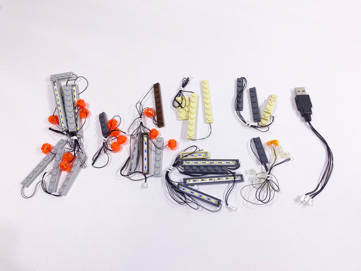 Brick Loot Light Kit LED strings and USB plug, a custom-designed kit for the LEGO NINJAGO City set 70620. 