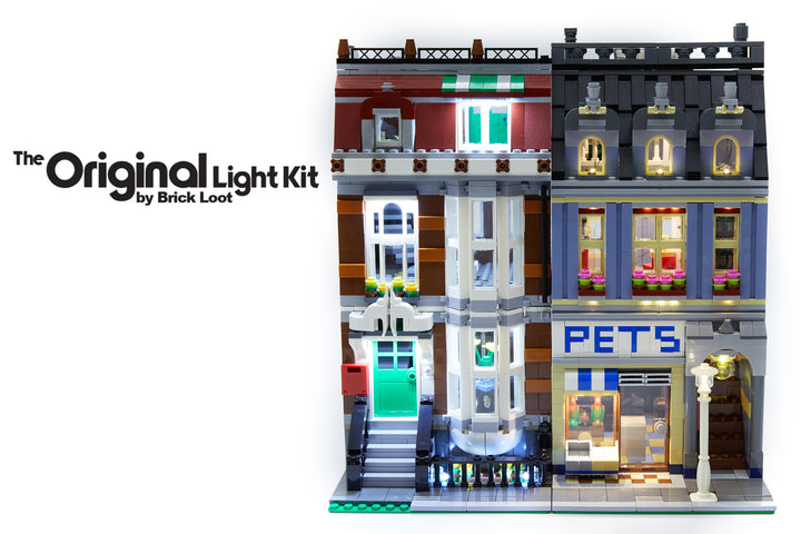 Brick Loot LED Lighting Kit for LEGO Pet Shop set 10218. Brick Loot LEDs are brilliant in daylight and at night!