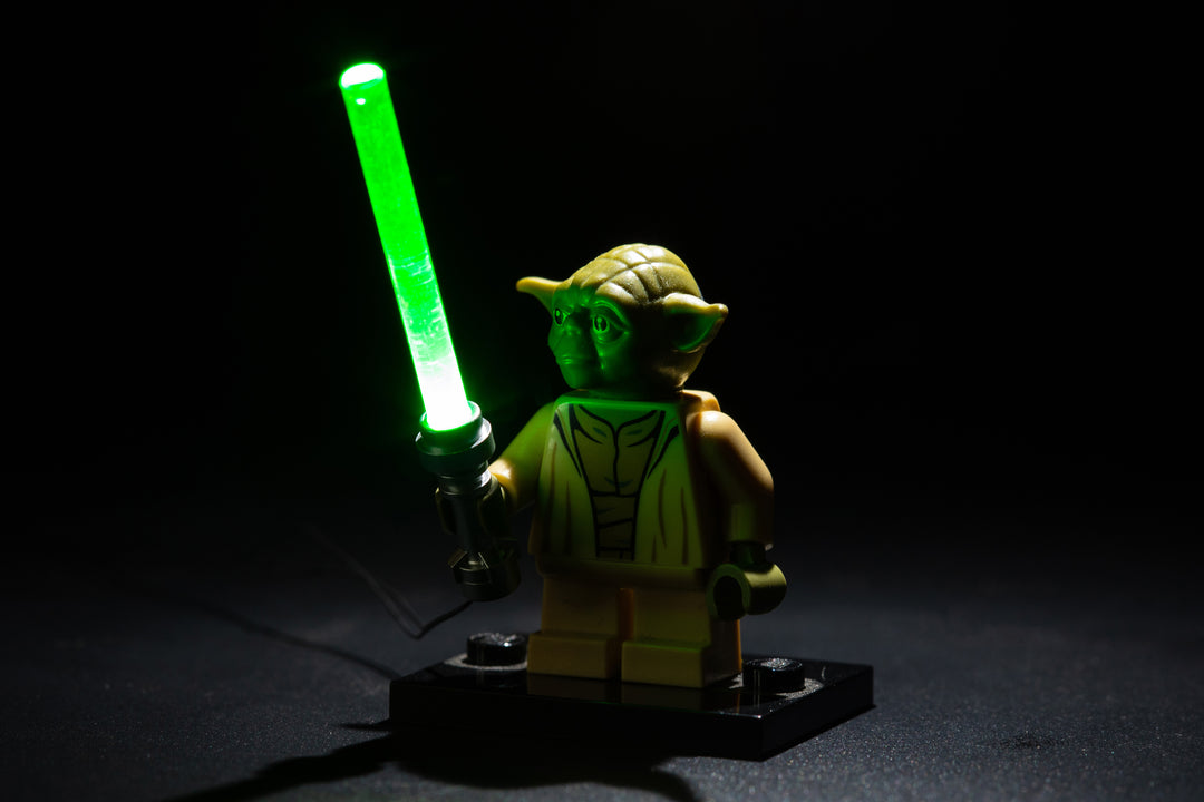 Brick Loot LED Green Lightsabers - works with LEGO bricks and minifigures. Minifigure not included. 