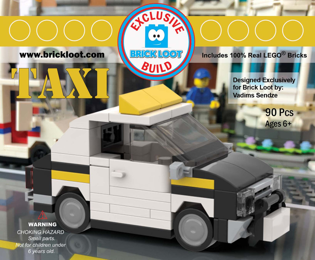 Exclusive Brick Loot 2-In-1 Build - Taxi Cab / Police Car - 100% Lego