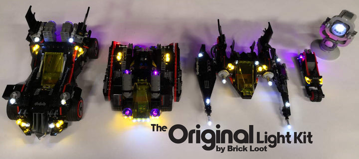 LEGO The Batman Movie - The Ultimate Batmobile with the custom Brick Loot LED Light Kit.