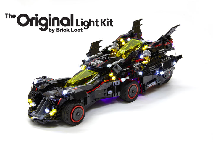 LEGO The Batman Movie - The Ultimate Batmobile with the Brick Loot LED Light Kit.