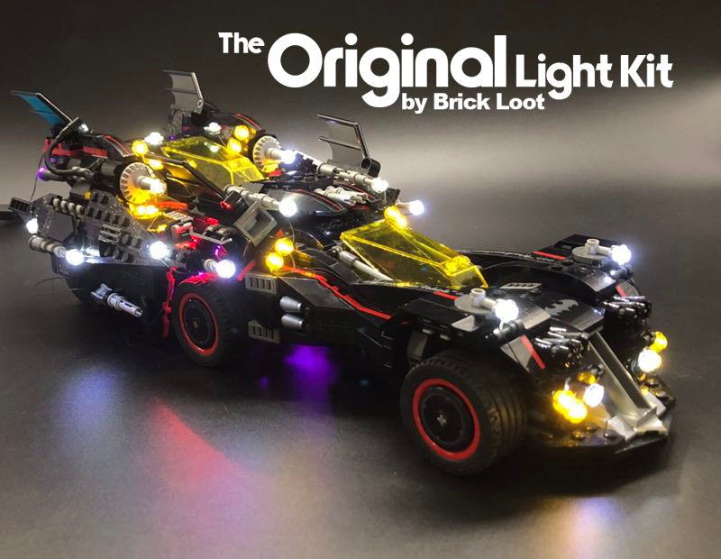 LEGO The Batman Movie - The Ultimate Batmobile with the Brick Loot LED Light Kit.