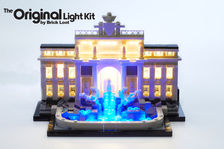 LEGO Architecture Trevi Fountain set 21020 with the Brick Loot LED kit installed - beautiful day and night.