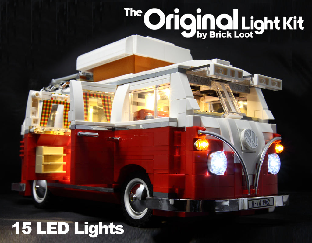 Brick Loot LED Lighting Kit installed on the LEGO VW Camper set 10220.