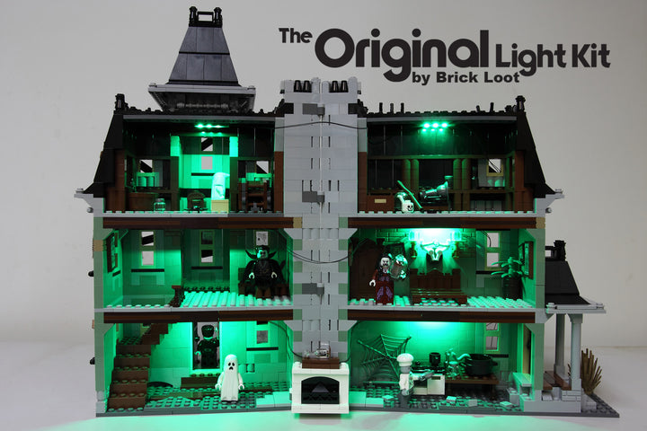 Brick Loot custom LED kit for the LEGO Monster Haunted House set 10228.