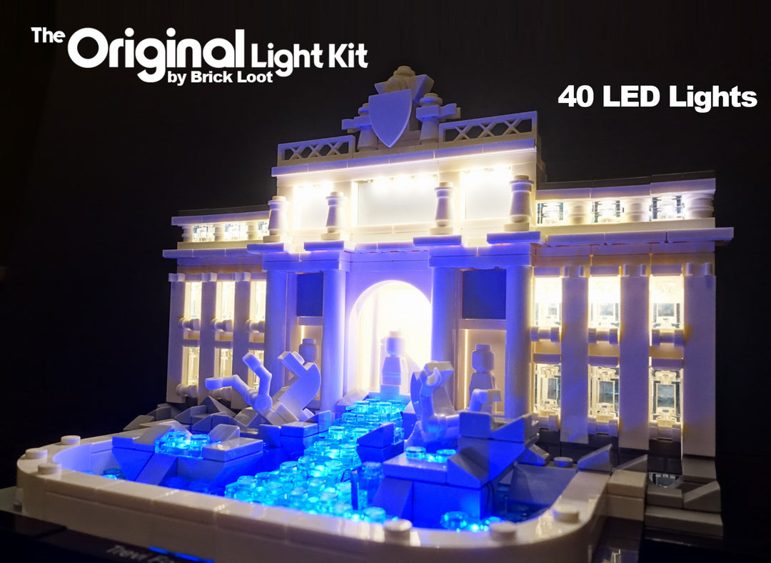 LEGO Architecture Trevi Fountain set 21020 with the Brick Loot LED kit installed. 