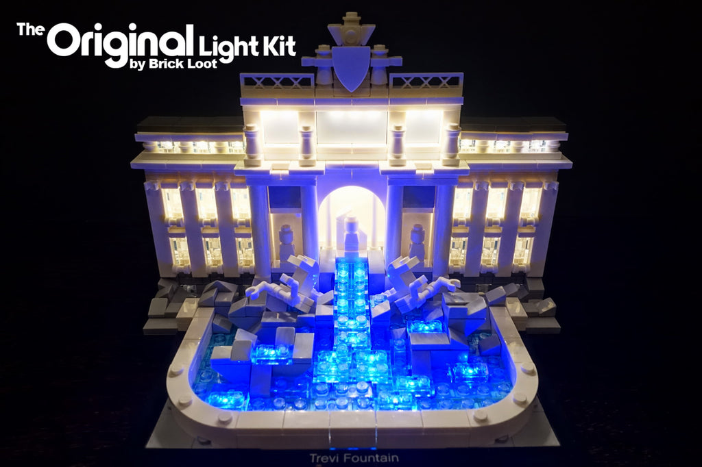 LEGO Architecture Trevi Fountain set 21020 with the Brick Loot LED kit installed. 