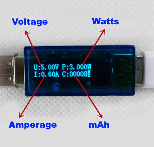 USB Charger Capacity Power Voltage Amp Detector Tester and Meter