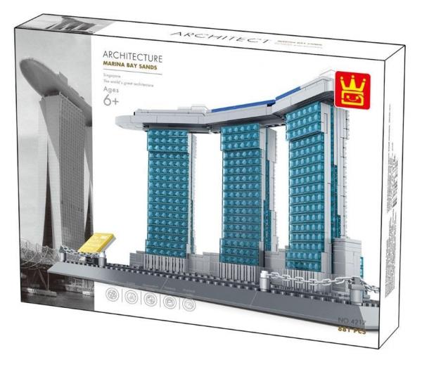 WANGE 4217 Architecture Series Marina Bay Sands Hotel Singapore. Detailed brick set sold by Brick Loot with or without the retail box. 