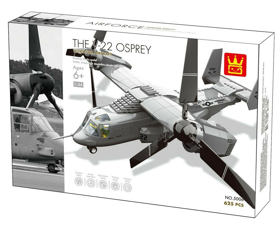 WANGE 5006 The V-22 Osprey military aircraft. Sold by Brick Loot with and without the retail box.